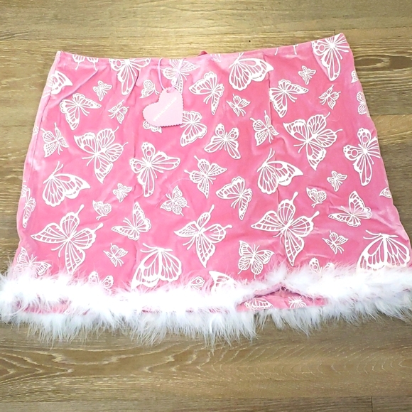NWT Sugar Thrillz 3X pink butterfly skirt - Picture 4 of 4